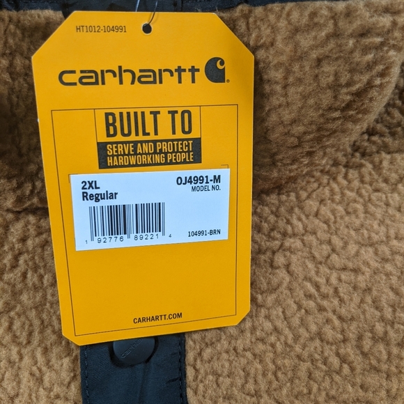 Carhartt Fleece Jacket Mens 2XL Brown Relaxed Fit Snap Front - Picture 5 of 12